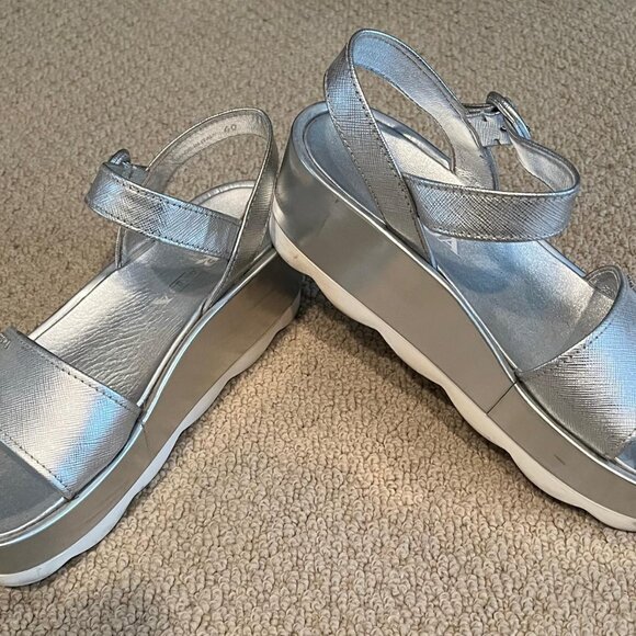 Prada Silver Platform Sandals - Picture 2 of 3